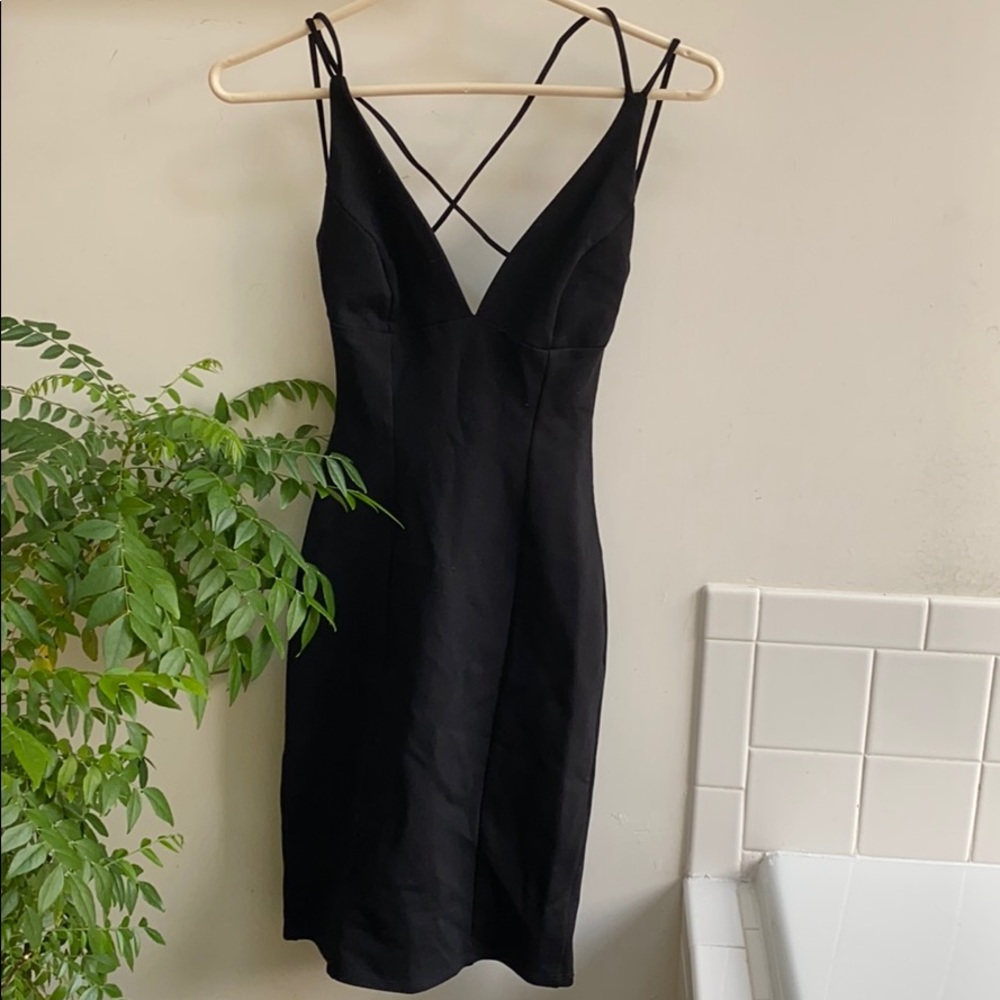 Lulus Strappy Midi Black Bodycon Dress